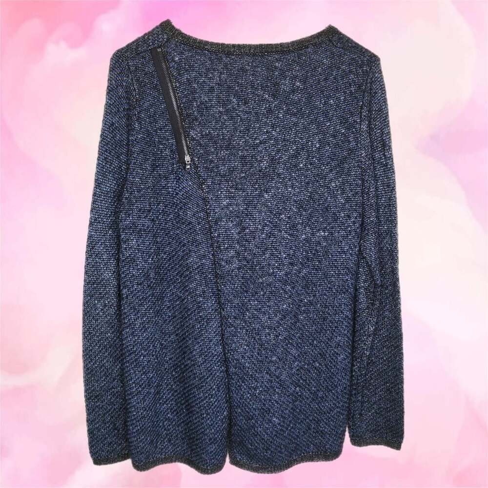 Kenneth Cole New York Asymmetric Zipper Back Wool Blend Sweater